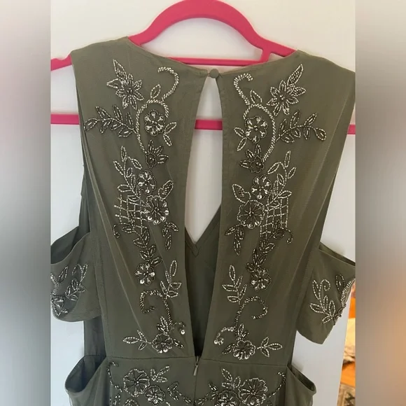 Olive Green beaded prom dress/wedding guest dress - Picture 10 of 14